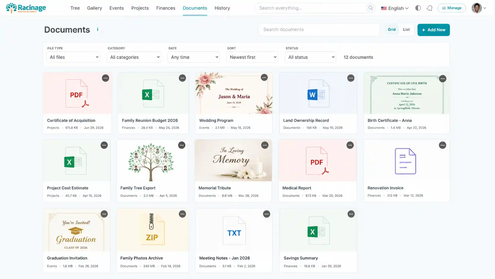 Document records screenshot